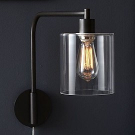 Applique murale moderne 60 W avec abat-jour tambour en verre
