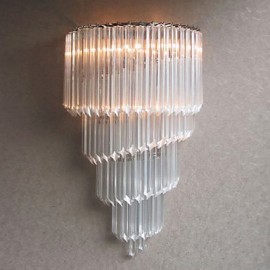 Applique murale E14 60W finition chromée avec bandes de verre cristal et 3 lumières