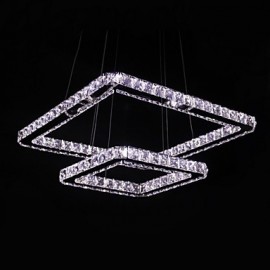 2 lampes suspendues modernes et contemporaines en métal à LED en cristal