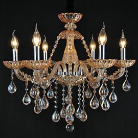 Lustres en cristal traditionnel/classique pour salon, 6 lumières