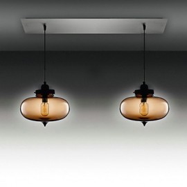 Lampes suspendues modernes en verre transparent avec 2 lumières au design bulle