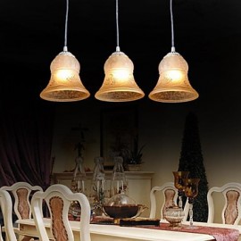 Suspension blanche à trois lumières, abat-jour en verre doré à la main, rétro européen classique, 220V