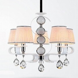 Lustre en tissu à 5 lumières, lampe de haute qualité, anneau en argent et Jade blanc