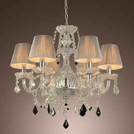 Lustre en cristal de luxe moderne, 1 étage, 6 lumières