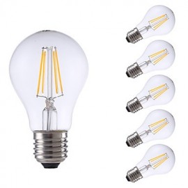 Ampoules à Filament LED 4W E27 A60 4 COB 400 lm Blanc Chaud Décoratif 220-240V 6 pcs