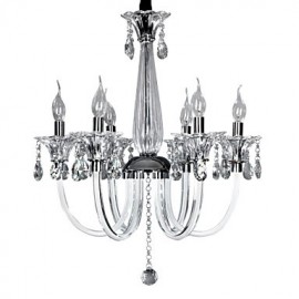 Lustre en cristal élégant avec 6 lumières dans une ampoule à bougie