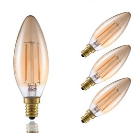 Ampoules à filament LED 2W E12 B10 2 COB 160 lm Ambre Intensité variable / Décorative 120V 4 pcs