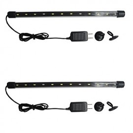 2 pièces 40CM 12 SMD 5730 8W Aquarium réservoir de poissons étanche bleu/blanc/rose barre lumineuse Submersible vers le bas lampe AC110V/220V