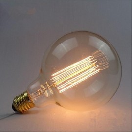 Ampoules à incandescence à Filament de carbone de soie rétro Edison E27 AC220V-240V 40W G125, fil droit perle
