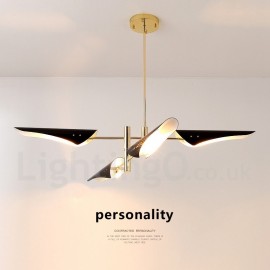 Lustre moderne/contemporain à 2 niveaux à 4 lumières pour salon, salle à manger, salle d'étude/bureau