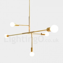 Lustres modernes/contemporains en cuivre pour chambre à coucher, salle à manger, 5 lumières, lampe de salon