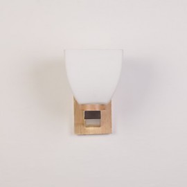 Applique murale simple lampe de bureau de chevet avec abat-jour en verre et bois massif pour chambre à coucher, commode, salon, chambre de bébé, dortoir d'université, table basse, bibliothèque