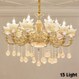 Lustres en métal intégrés à 15 lumières LED traditionnelles/classiques pour salon, salle à manger et chambre à coucher