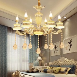 Lustres de luxe en métal intégrés à 6 lumières LED traditionnelles/classiques pour salon, salle à manger et chambre à coucher