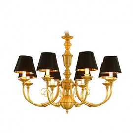 Lustre traditionnel/classique en laiton pour LED de style mini en métal pour salon, chambre à coucher, salle à manger, salle d'étude/bureau, 8 ampoules