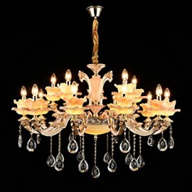 Suspension en alliage de zinc pour cristal de style mini en métal à l'intérieur, couloir, magasins/cafés, 15 ampoules