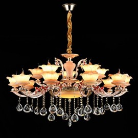 Suspension en alliage de zinc pour cristal de style mini en métal à l'intérieur, couloir, magasins/cafés, 15 ampoules