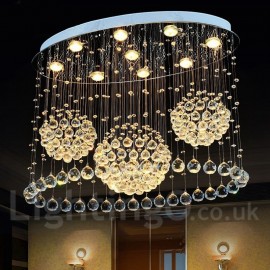 9 Lights Modern LED Crystal Ceiling Pendant Light Indoor Chandeliers Home Hanging Down Lighting Lamps Fixtures