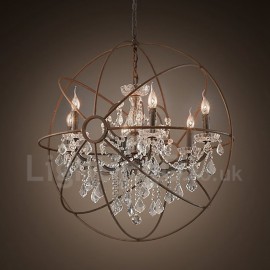 MAX: 60 W diamètre 80 cm lustres en métal peinture cristal vintage salle à manger/salle d'étude/bureau/entrée/couloir couleur rouillée suspension
