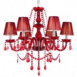 Lustre rouge de Style bougie en cristal K9, 6 lumières, pour salle à manger, chambre à coucher, salon