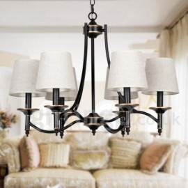 Lustre à 6 lumières pour salon, chambre à coucher, salle à manger, salle d'étude/bureau, rustique, rétro, noir, contemporain, style bougie