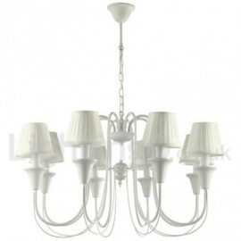 Lustre blanc de style bougie rétro à 8 lumières pour salon, chambre à coucher, salle à manger
