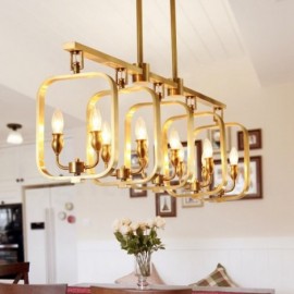Lustre à suspension rétro, rustique et de luxe en laiton à 10 lumières