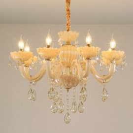 Lustre en cristal accrocheur européen couleur Cognac plafonnier corps en verre 8 lumières