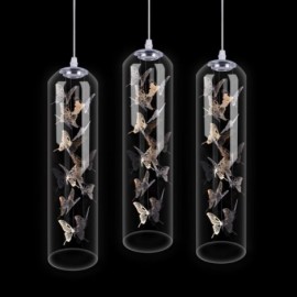 Lampe suspendue en verre, lampe cylindrique nordique créative, lumière papillon