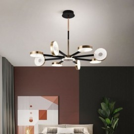 Lampe suspendue minimaliste à neuf têtes, plafonnier circulaire