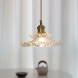 Lampe à suspension en verre de style japonais Lampe à suspension en verre Lotus