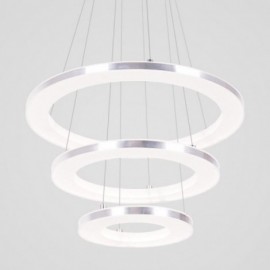 Lampe à suspension moderne en acrylique à 3 anneaux, 40+30+20cm