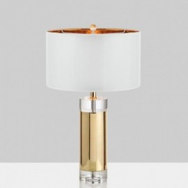 Lampe de Table en cristal moderne, abat-jour en tissu, lampe de lecture pour bureau d'étude