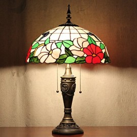 Lampe de table, 2 lumières, peinture sur verre en résine inspirée de la nature