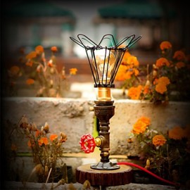 2016 industriel Loft rétro nouveauté lampe de Table en métal tuyau d'eau Vintage lampe de bureau pour café Bar lumière-FJ-DT2S-026A0
